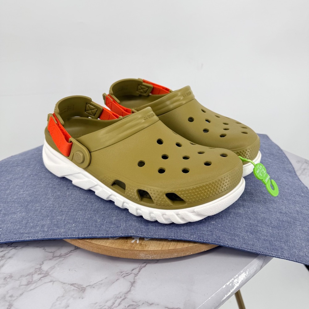 Crocs Duet Max II Clog Mens 6 Womens 8 Olive Green Orange 208776-3UA Unisex